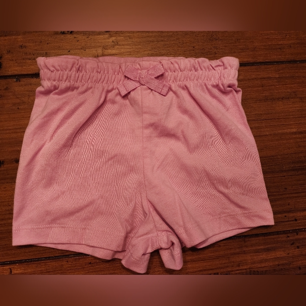Garanimals Girls Paperbag Knit Short 2-pc Set Pink/Stripes 12mo - Picture 2 of 7